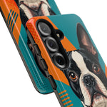 Boston Terrier Pop-Art Portrait Tough Phone Case - Teal Orange
