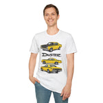 Yellow 1973 Duster Classic Car T-Shirt | Vintage Muscle Car Illustration