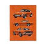 Orange Datsun 240Z Car Illustration Blanket | Vintage Sports Car Microfiber