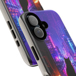 Lo-Fi Cat Neon Rain Window Vaporwave Art Tough Phone Case