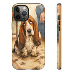 Guilty Basset Hound Phone Case, Muddy Watercolor Art Cover