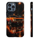Orange Cuda Phone Case, Rainy City Night Muscle Car Tough Cover