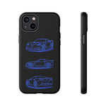 C6 ZR1 Line Art Phone Case, Blue Three-View Cover