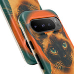 Siamese Cat Retro Halftone Portrait Case - Orange Teal Print