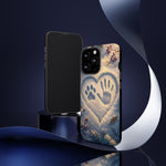 Pet Paw Print Phone Case Snow Heart Tough Cover Gift Art