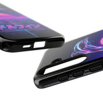 Neon Dolphin Retro Wave Tough Case | Vaporwave Japanese Text, 80s Synth Sunset