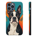 Boston Terrier Pop-Art Portrait Tough Phone Case - Teal Orange