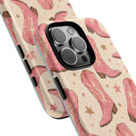 Pink Cowboy Boots phone case | Western pattern | Pastel stars