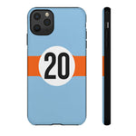Copy of Blue Orange Number 20 Retro Racing Stripe Tough Phone Case Cover