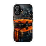 Orange Daytona Phone Case, Rainy City Night Muscle Car Tough Cover
