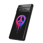 Glitch Peace Sign Phone Case, RGB Melt Digital Art Tough Cover, Gift