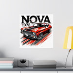1972 Chevy Nova Poster Classic Muscle Car SS 72 Red Black Retro Wall Art