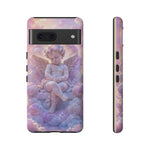 Cherub Cloud Throne Phone Case, Pastel Marble 3D Render Cover