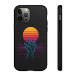 Synthwave Wireframe Hand Retro Sun Phone Case Tough Case