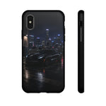 Black C7 City Skyline Rooftop Sports Car Tough Phone Case