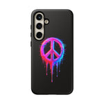 Glitch Peace Sign Phone Case, RGB Melt Digital Art Tough Cover, Gift