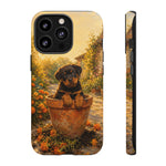 Rottweiler Puppy in Flower Pot Tough Case | Floral Dog Phone Cover