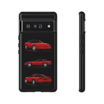 C4 Corvette Art Phone Case Red, Three-View Vector Cover, Gift