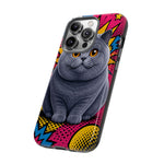 British Shorthair Round Pop Art Tough Phone Case
