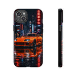 Orange Supra Phone Case, Neon City Night JDM Sports Car Tough Cover