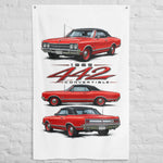 1965 442 Convertible Red Banner 34x56 Garage Man Cave Wall Decor Gift
