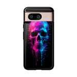 Neon Glitch Skull Phone Case, Dripping Paint Scanline Cover
