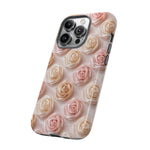 Silk Rose Phone Case, Blush Pink Floral Pattern Tough Cover, Gift