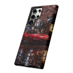 Red FD RX-7 Blossom Alley Tough Phone Case - Rain-Slicked Night