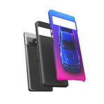 R34 Skyline Phone Case, Blue Top-Down Duotone Gradient Cover