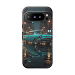 Vintage Teal 1957 Bel Air Classic Car Tough Case | Retro Rainy City Phone Cover