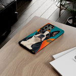 Boston Terrier Pop-Art Portrait Tough Phone Case - Teal Orange