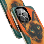 Siamese Cat Retro Halftone Portrait Case - Orange Teal Print