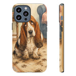 Guilty Basset Hound Phone Case, Muddy Watercolor Art Cover