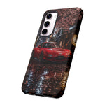 Red FD RX-7 Blossom Alley Tough Phone Case - Rain-Slicked Night