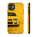 Yellow Skyline Phone Case, R34 GTR 90s JDM Legend Tough Cover for Men Gift