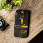 Yellow Camaro Z28 Phone Case, Classic Muscle Car Studio Stripe Cover