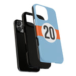 Copy of Blue Orange Number 20 Retro Racing Stripe Tough Phone Case Cover