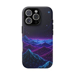 Retro Neon Mountains Phone Case | Vaporwave Galaxy Landscape