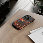 Orange Cuda Phone Case, Rainy City Night Muscle Car Tough Cover