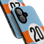 Copy of Blue Orange Number 20 Retro Racing Stripe Tough Phone Case Cover