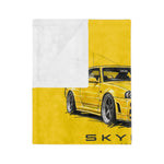Yellow Skyline GTR Illustration Blanket | R34 Trio Velveteen Microfiber