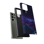 Retro Neon Mountains Phone Case | Vaporwave Galaxy Landscape