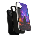 Lo-Fi Cat Neon Rain Window Vaporwave Art Tough Phone Case