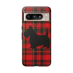 Scottish Terrier Silhouette Plaid Art Tough Phone Case