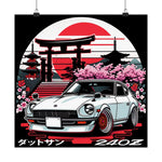 Datsun 240Z Poster JDM Japan Rising Sun Retro Classic Car Wall Art Print