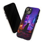 Lo-Fi Cat Neon Rain Window Vaporwave Art Tough Phone Case