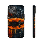 Orange Daytona Phone Case, Rainy City Night Muscle Car Tough Cover
