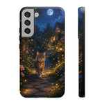 Moonlit Garden Cat Phone Case, Firefly Painterly Art Cover