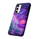 Neon Dolphin Ocean Vaporwave Art Tough Phone Case