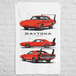 1969 Charger Daytona Red Wing Car Banner 34x56 Garage Man Cave Wall Decor